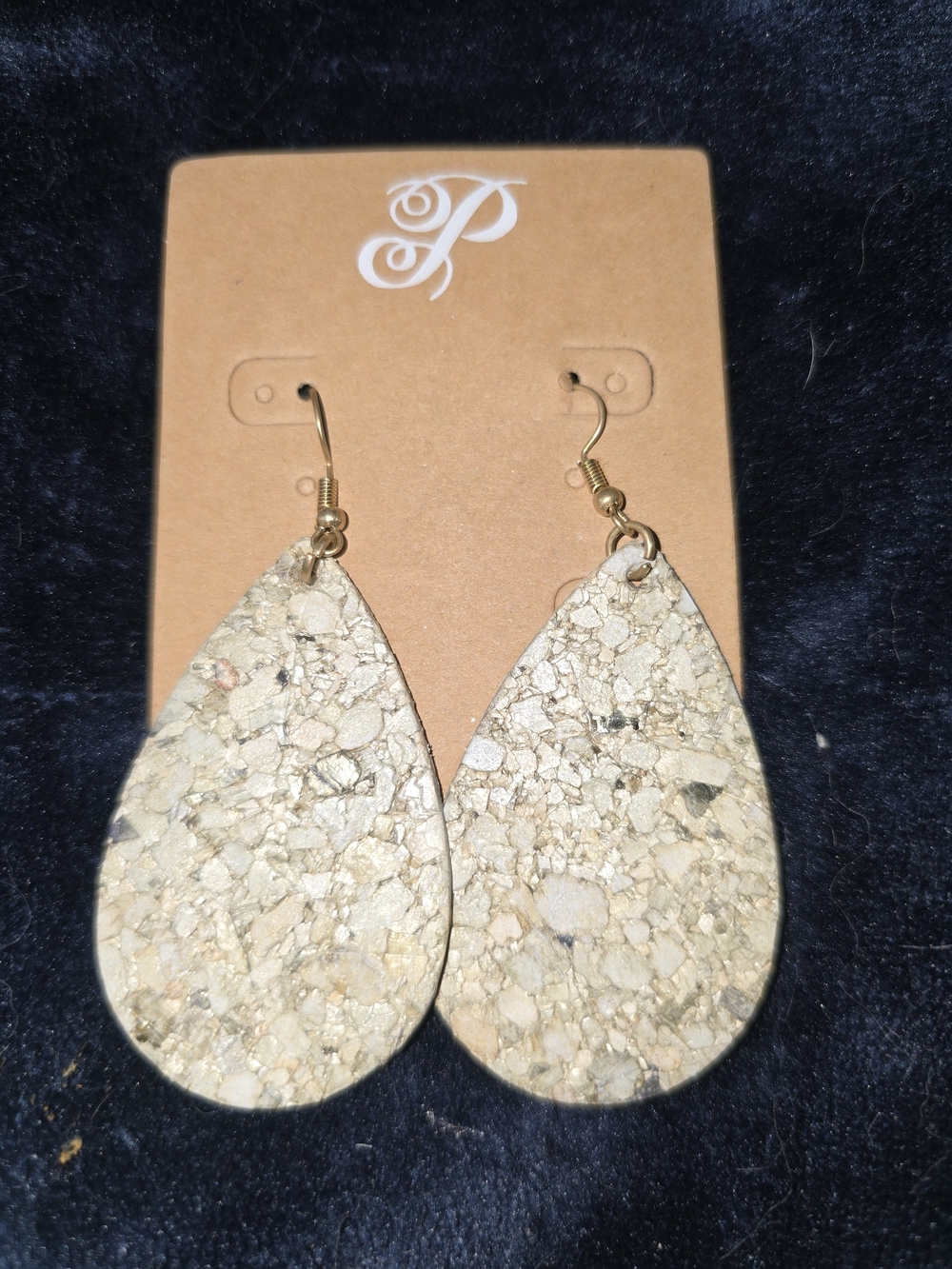 earl Textured Teardrop Earrings – Beige Cork Style by